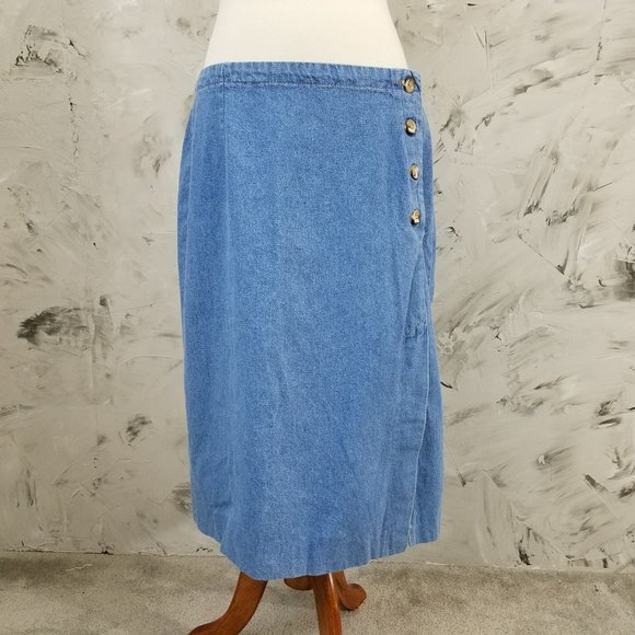 VIVALDI - Vintage 80's Light Denim Pencil Skirt - Picture 3 of 6